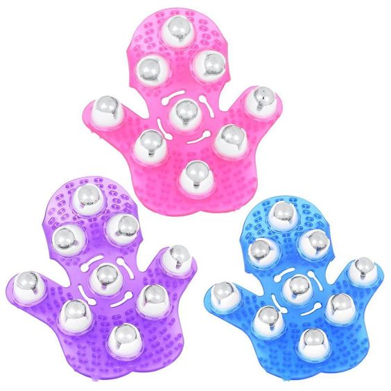 New Hand Held Massager Glove with 9 Roller Balls for Body Muscle Relaxation