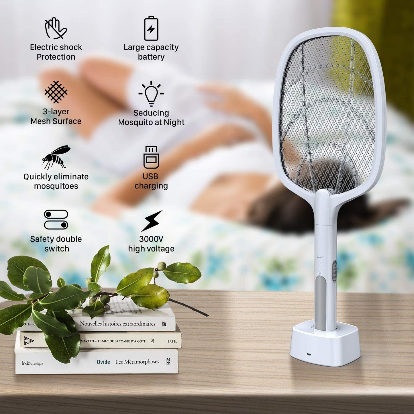 Bug Zapper, tapette à mouches électrique 3000 volts,
