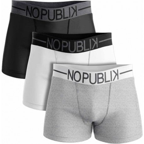 LOT DE 3 BOXERS en COTTON MARINE/ÉCRU/ROUGE HOMME